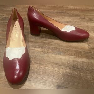 French Sole New York (FS/NY) - Oxblood Nappa Red Wave Block Heels